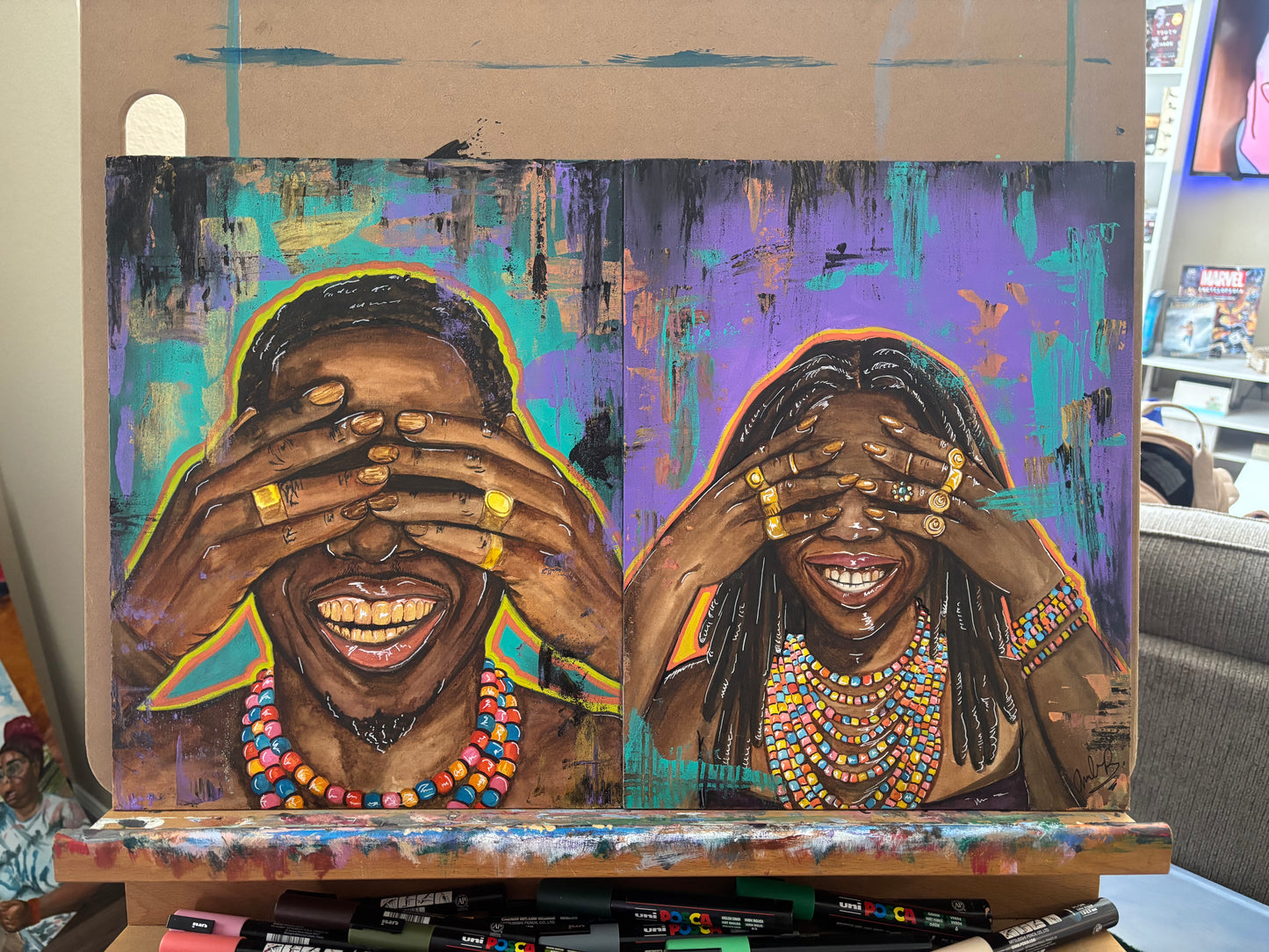 "His Smile" Original Watercolor & Acrylic Painting