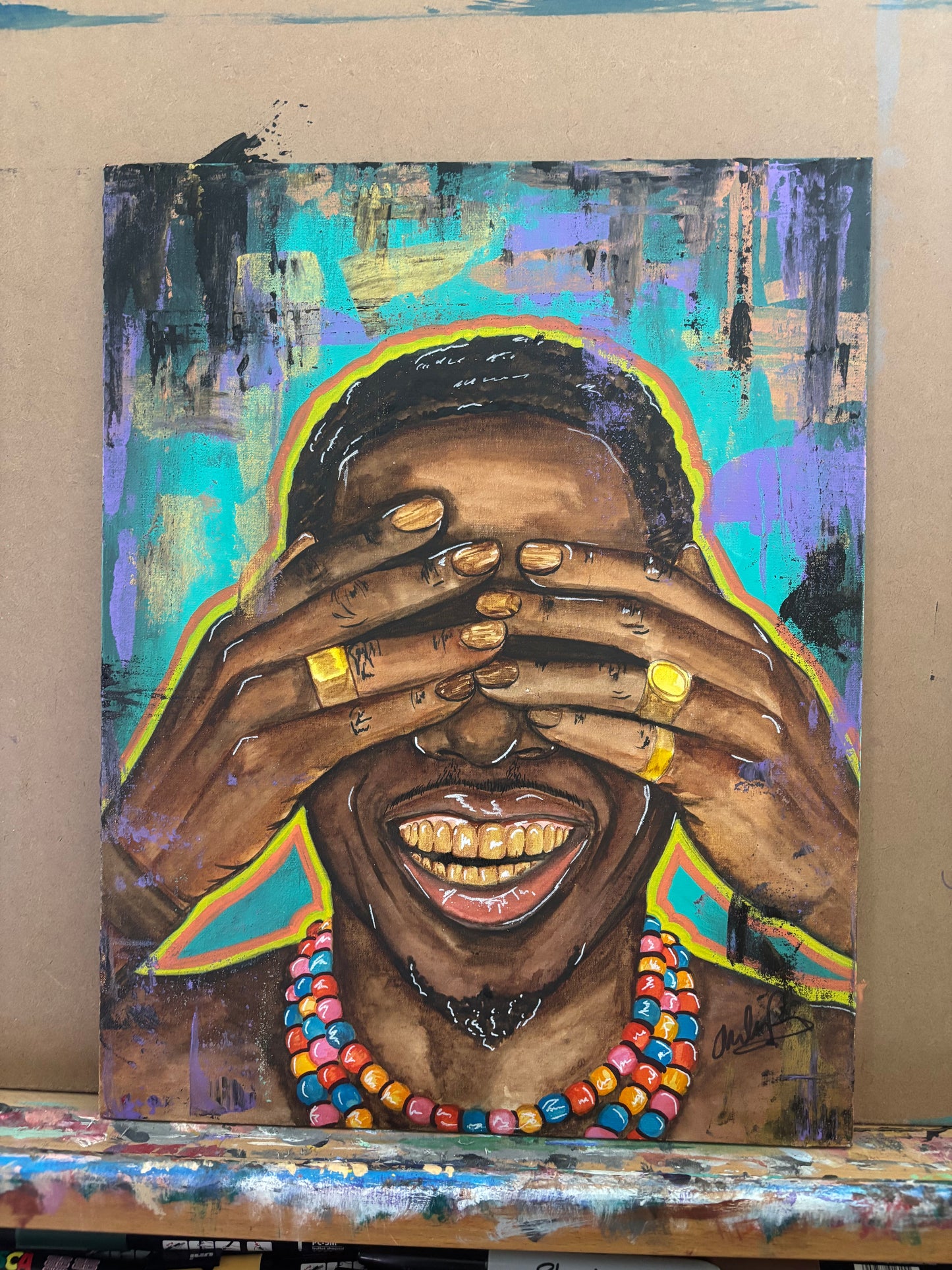 "His Smile" Original Watercolor & Acrylic Painting