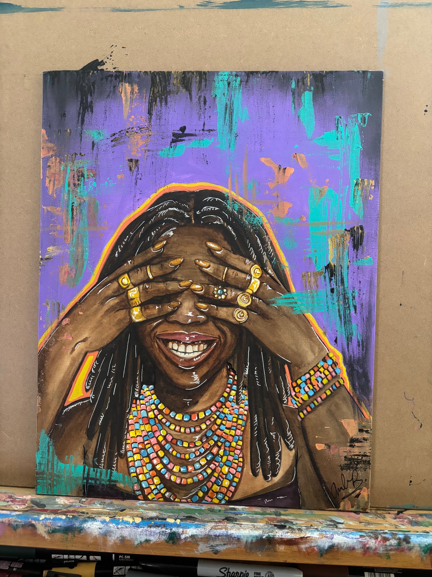"Her Smile" Original 11x14 Watercolor and Acrylic Painting