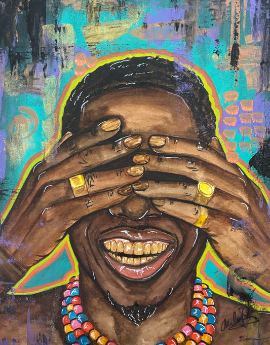 "His Smile" Original Watercolor & Acrylic Painting