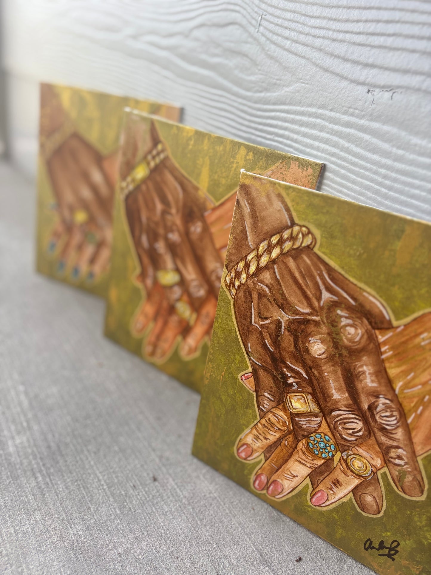 "Hands of Time 3) Original Watercolor & Acrylic Painting