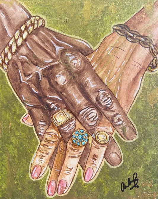 "Hands of Time 3) Original Watercolor & Acrylic Painting